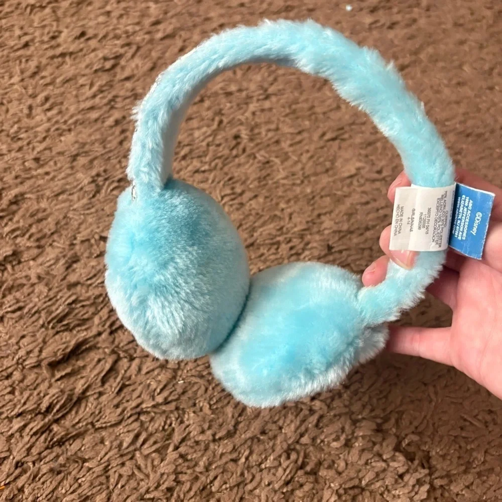 Disney Frozen Plush Earmuffs Blue Silver Glitter Ear Cover Winter Elsa Anna